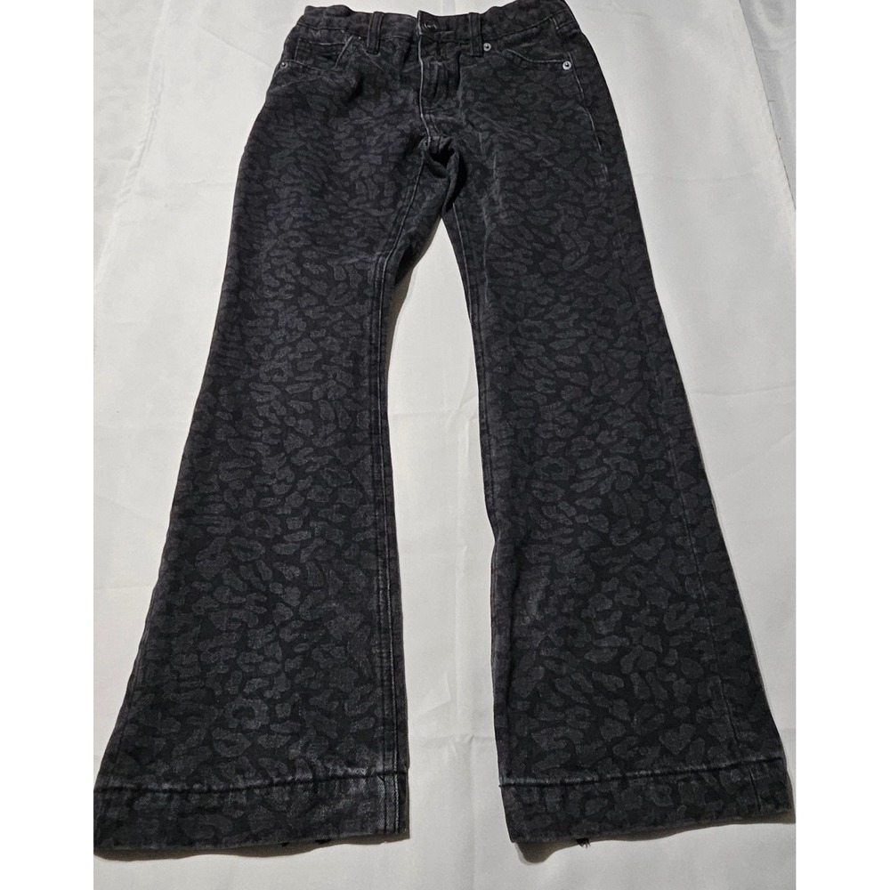 Rock & Roll Denim Girls Trouser Black Leopard Print‎ Flare Leg Jeans Size 10